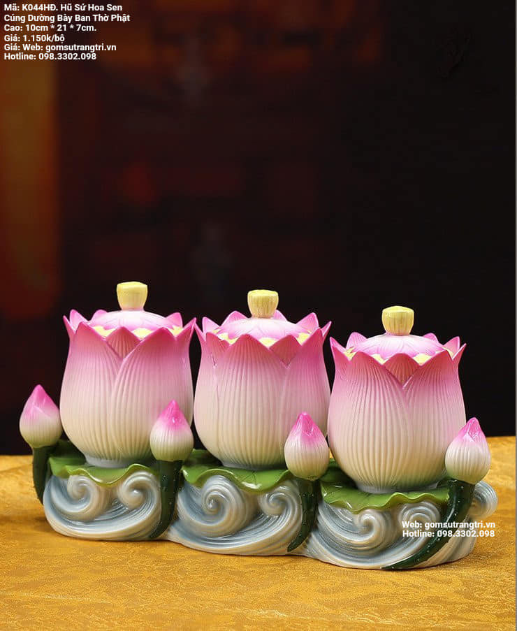 HŨ SỨ HOA SEN CÚNG DƯỜNG BÀY BAN THỜ PHẬT